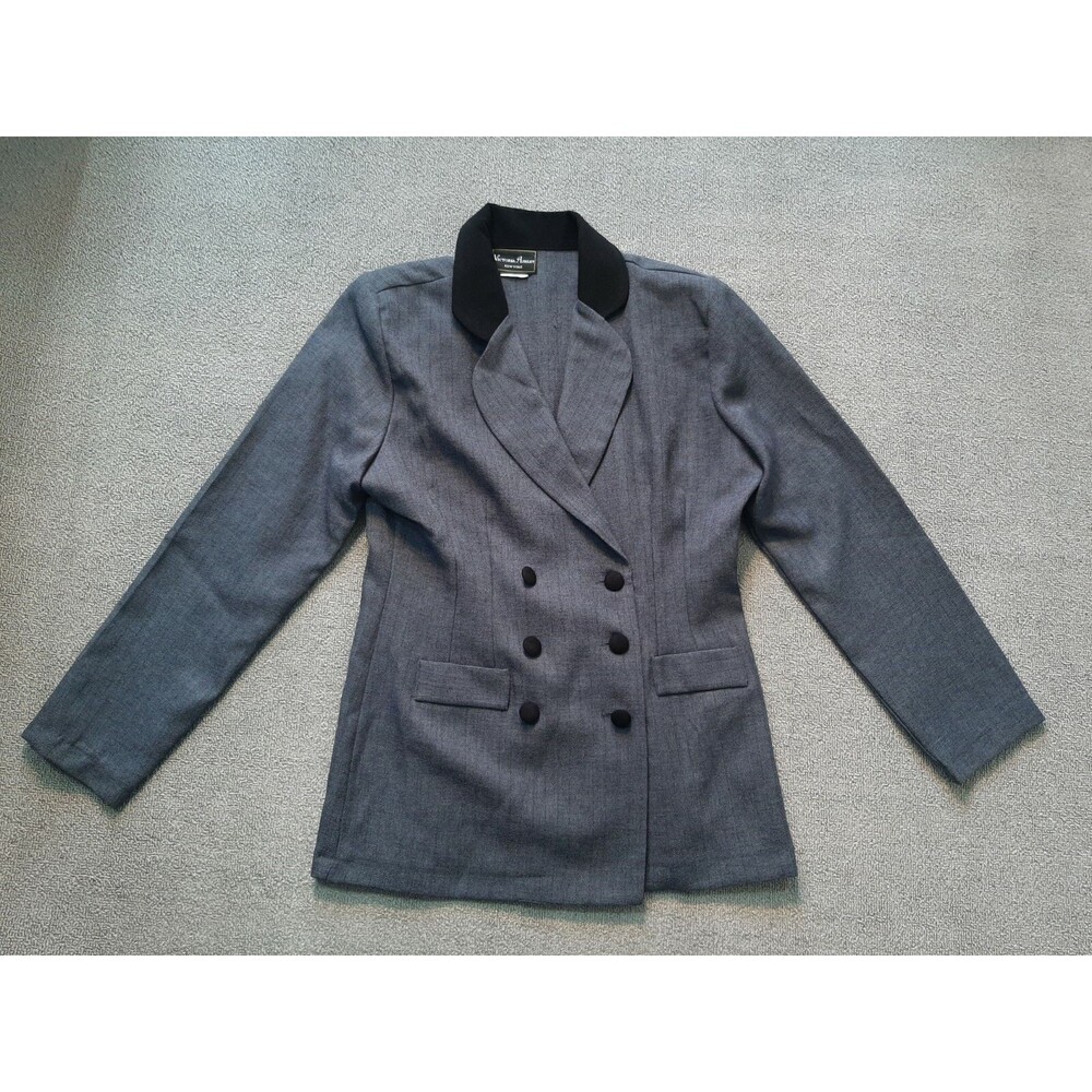 Victoria Ashley Blazer Gray Womens Size 9/10 Polyester 3 Button Suit Jacket